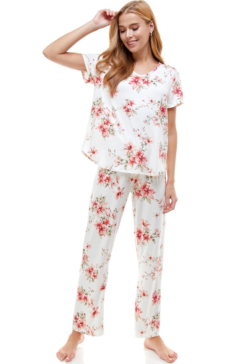 Ensemble de salon à imprimé floral bleu pour femme – Confortable et élégant