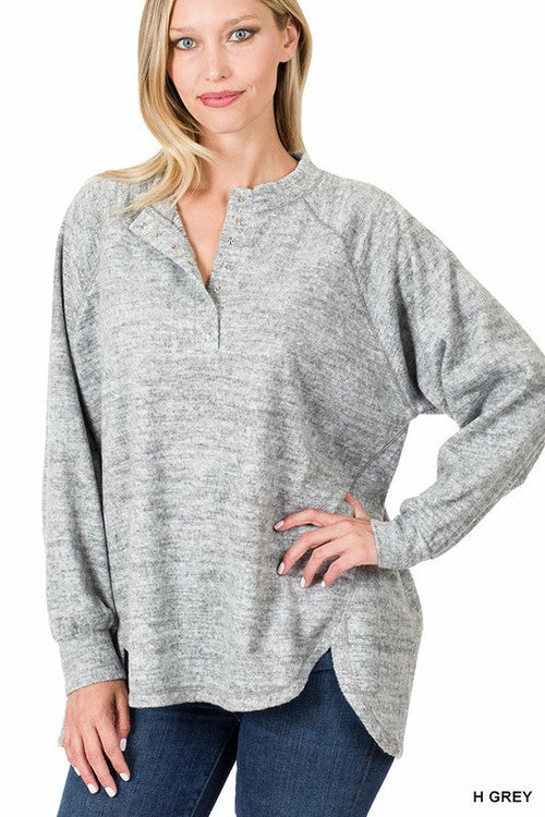 Brushed Melange Raglan Sleeve Sweater