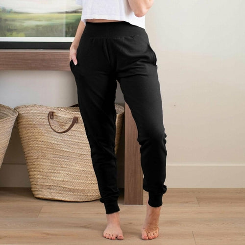 Stretch Terry Basic Wide Elastic Waistband Jogger