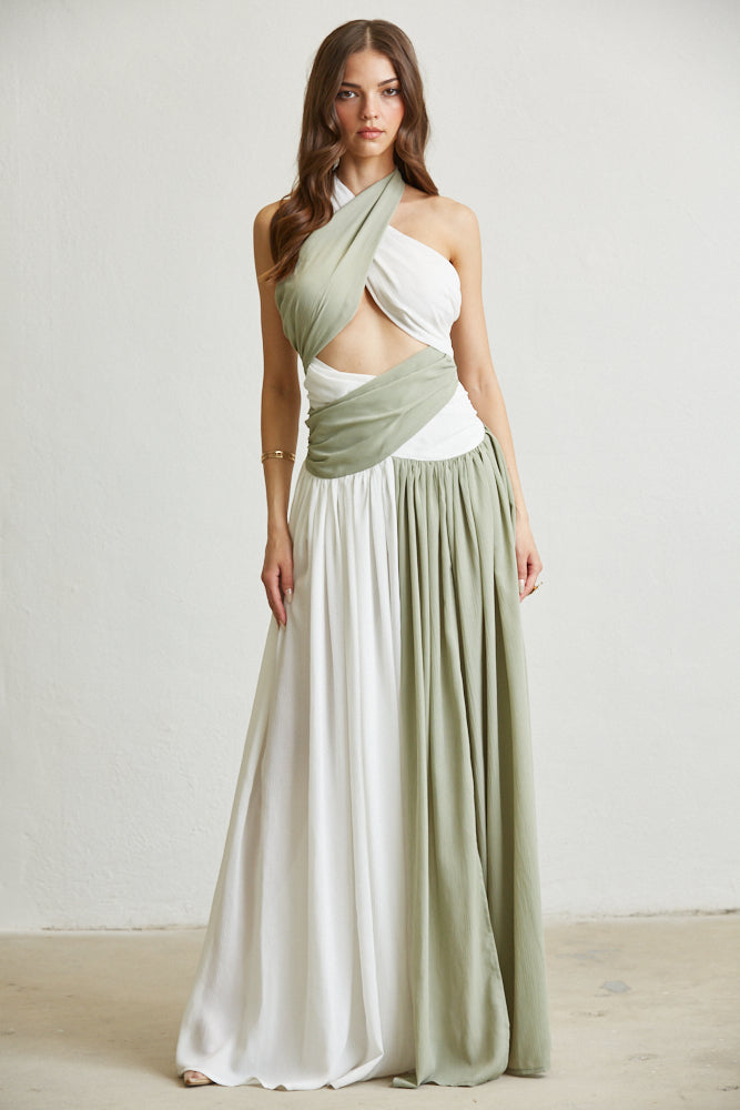Vestido Breeze de dos tonos con abertura