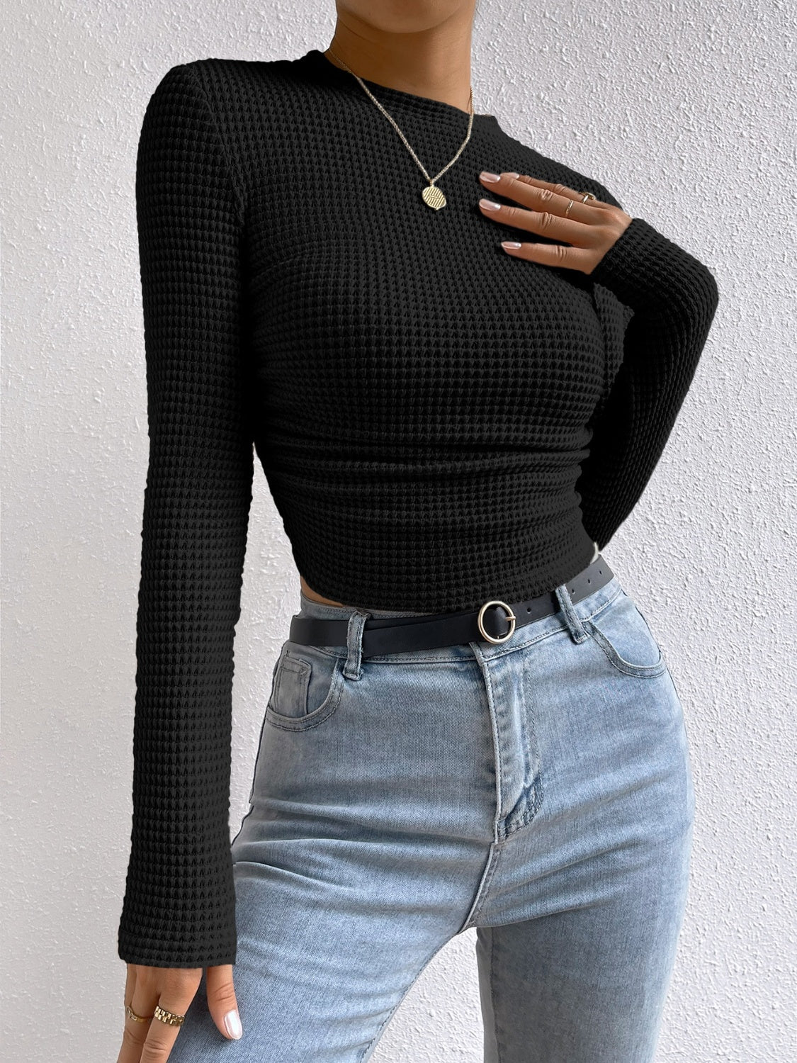 Camiseta de manga larga con cuello redondo