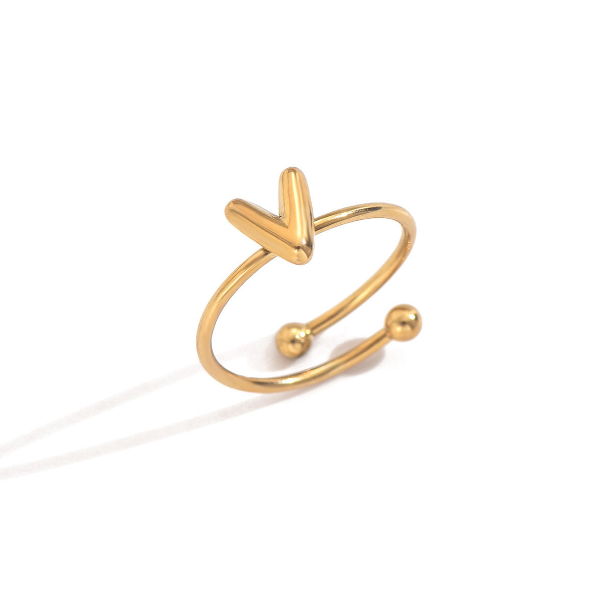 Bague alphabet moderne en acier inoxydable plaqué or 18 carats Lxalry avec accents sphériques poli miroir, bijoux hypoallergéniques pour femmes, sans danger pour la peau, ne se décolore pas, cadeau de luxe, lettres AZ complètes