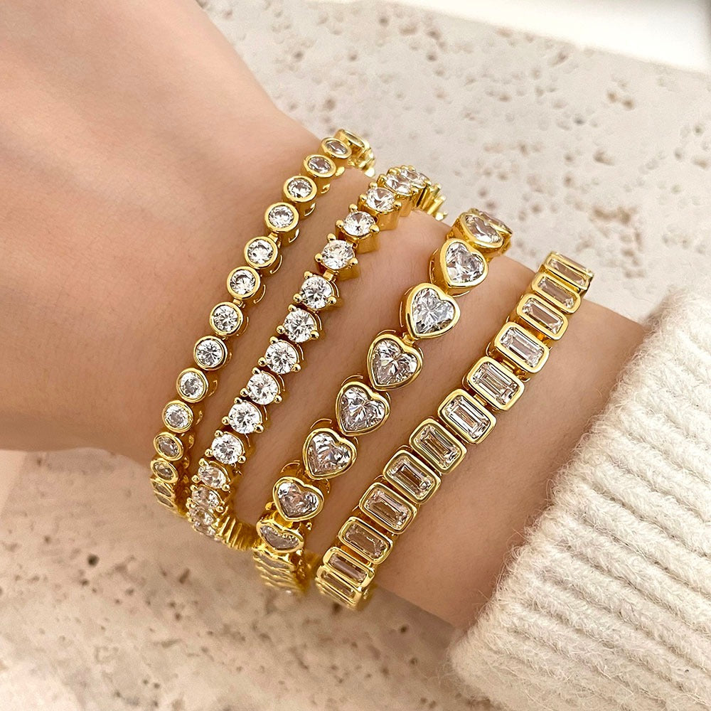 Bracelet tennis Bezel Heart