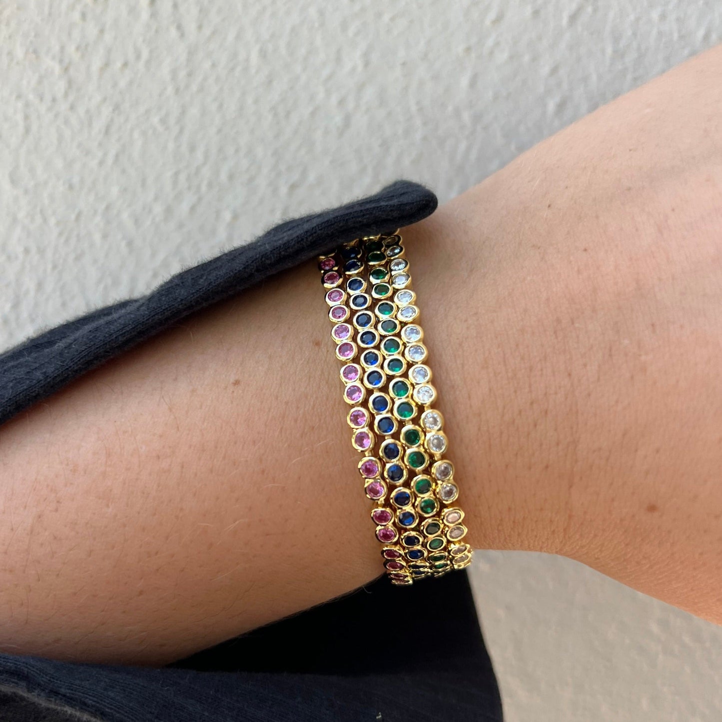 Bracelet tennis à lunette - Saphir
