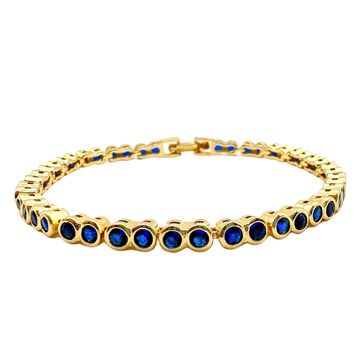 Bracelet tennis à lunette - Saphir