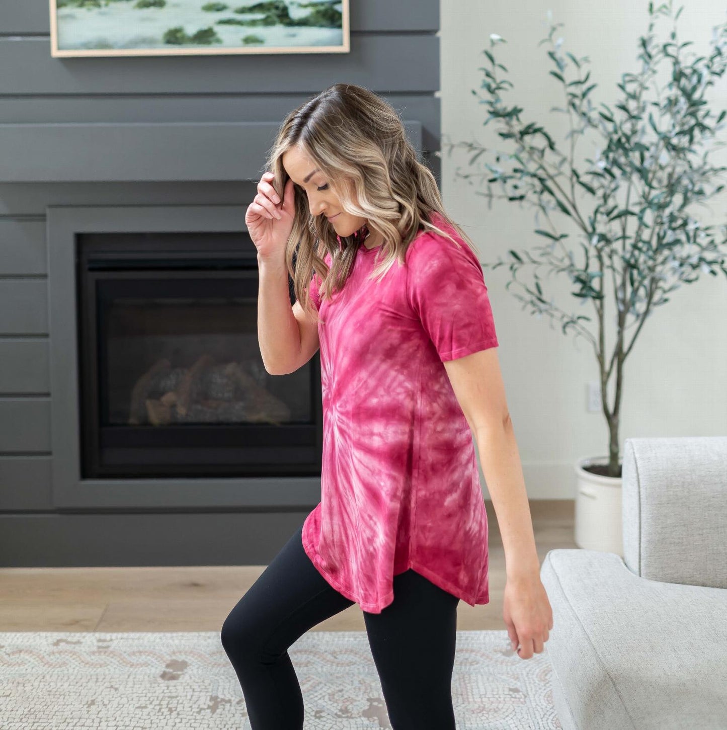 Tie Dye Round Neck Short Sleeve Top