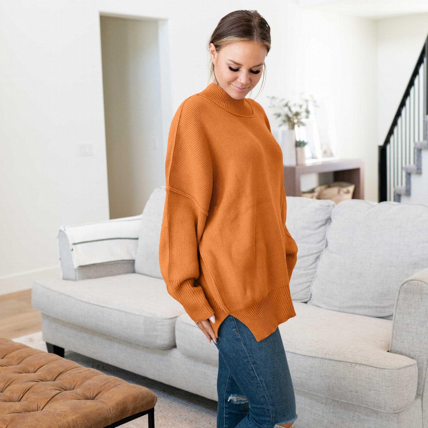 Suéter oversize con abertura lateral