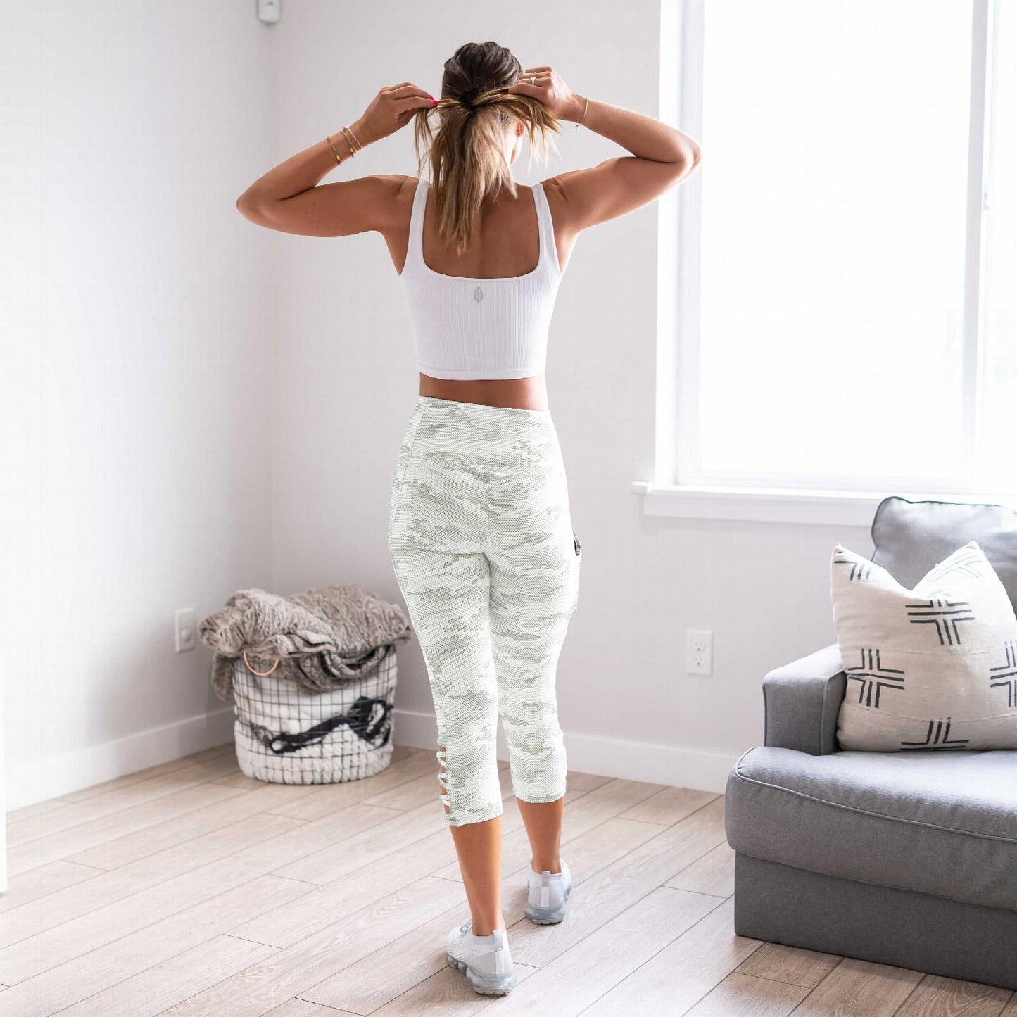 Leggings de yoga capris à découpes croisées camouflage pour femmes, envoyés 2 pantalons