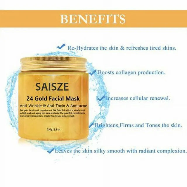 Masque facial au collagène et à l'or 24 carats (6,7 oz) + sérum à l'or (1 oz) Hydratant