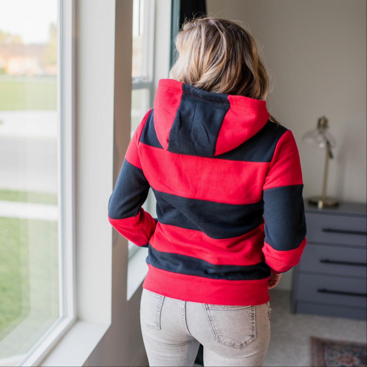 Color Block Soft Fleece Pullover Hoodie