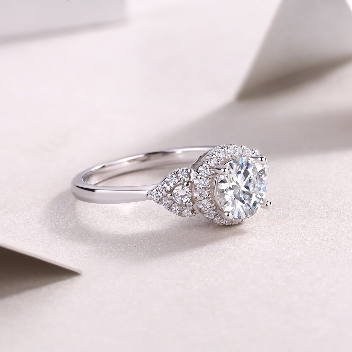 Bague de mariage de luxe en argent avec diamants et moissanite