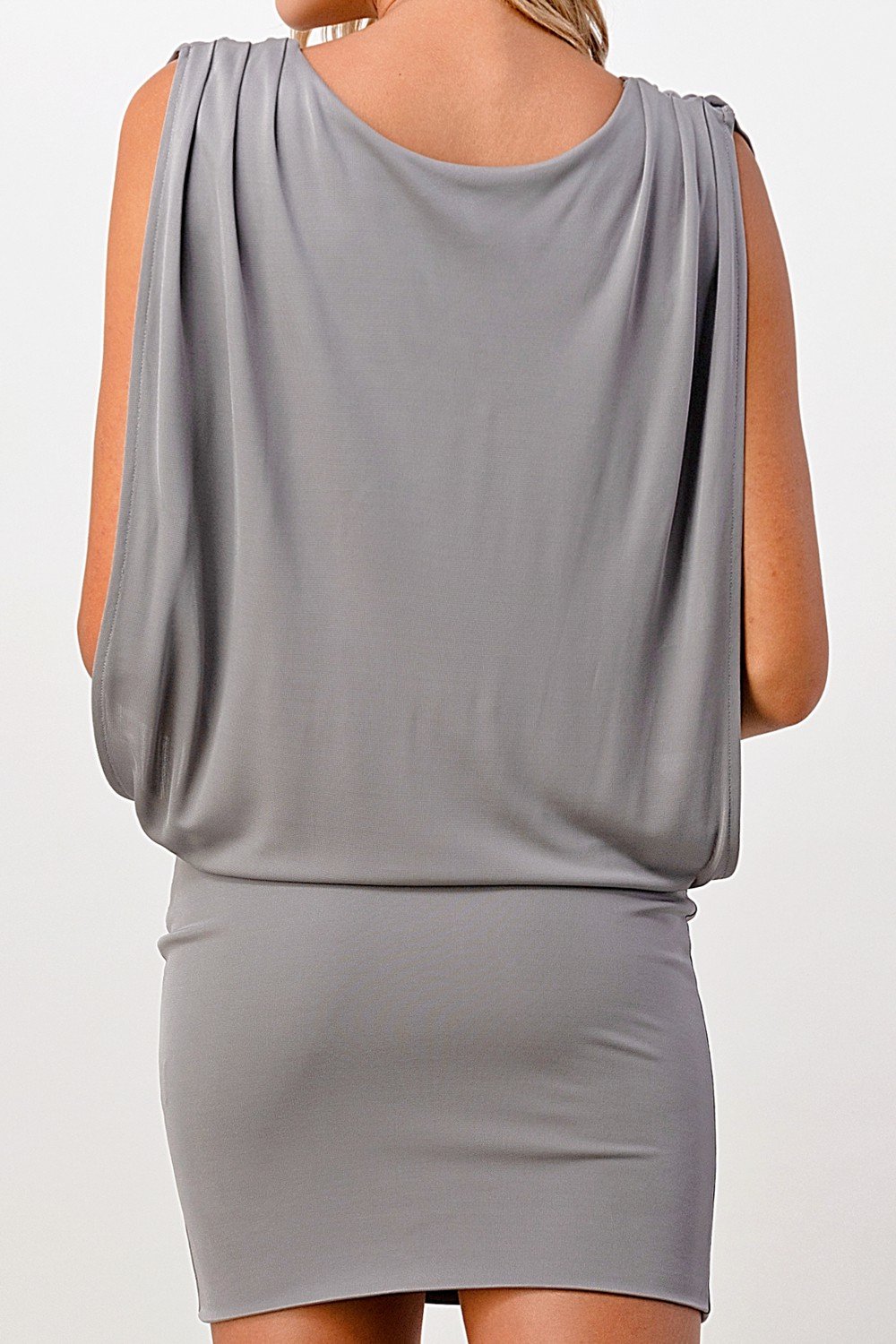 Minivestido drapeado sin mangas con escote en V