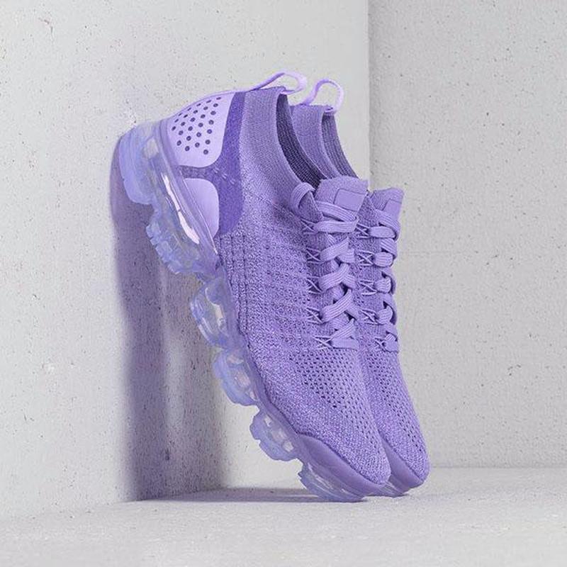 Zapatillas moradas 2021 para mujer, zapatos casuales de malla con colchón de aire, planas
