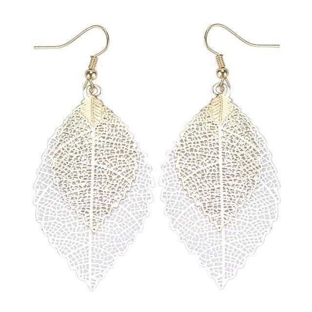 Boucles d'oreilles feuilles arc-en-ciel