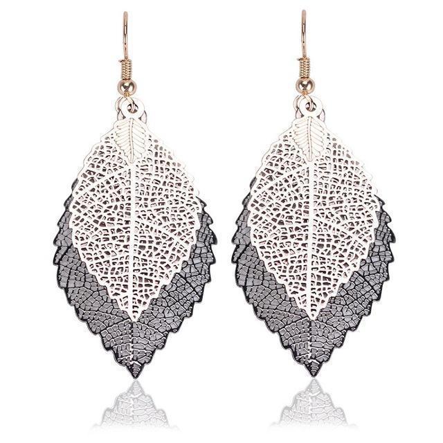 Boucles d'oreilles feuilles arc-en-ciel