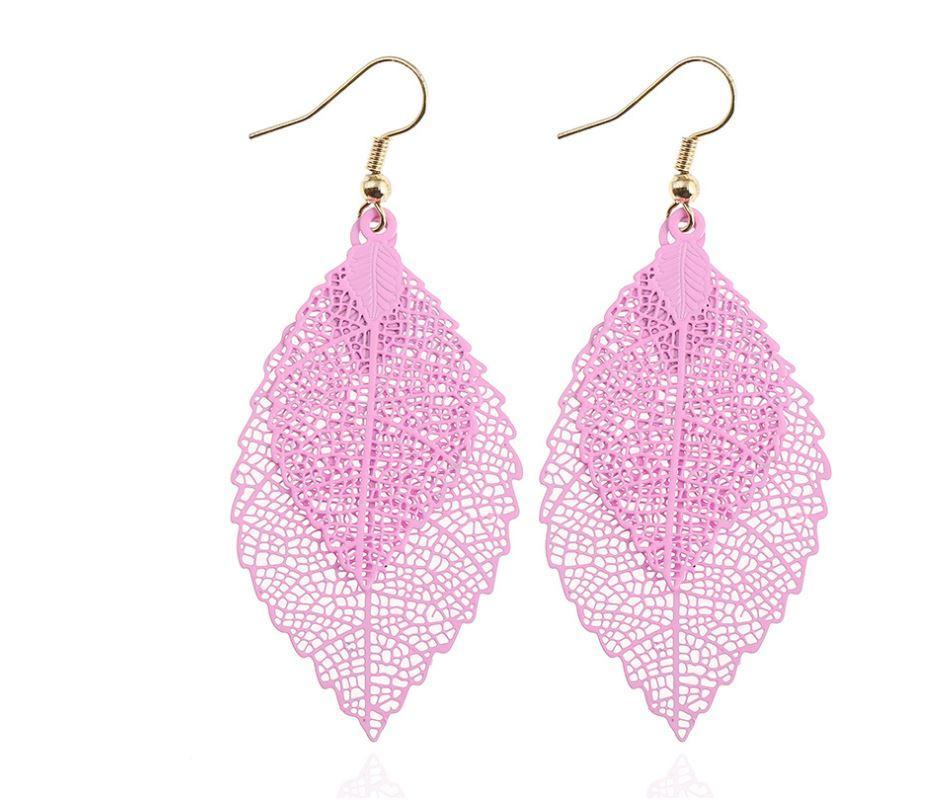 Boucles d'oreilles feuilles arc-en-ciel