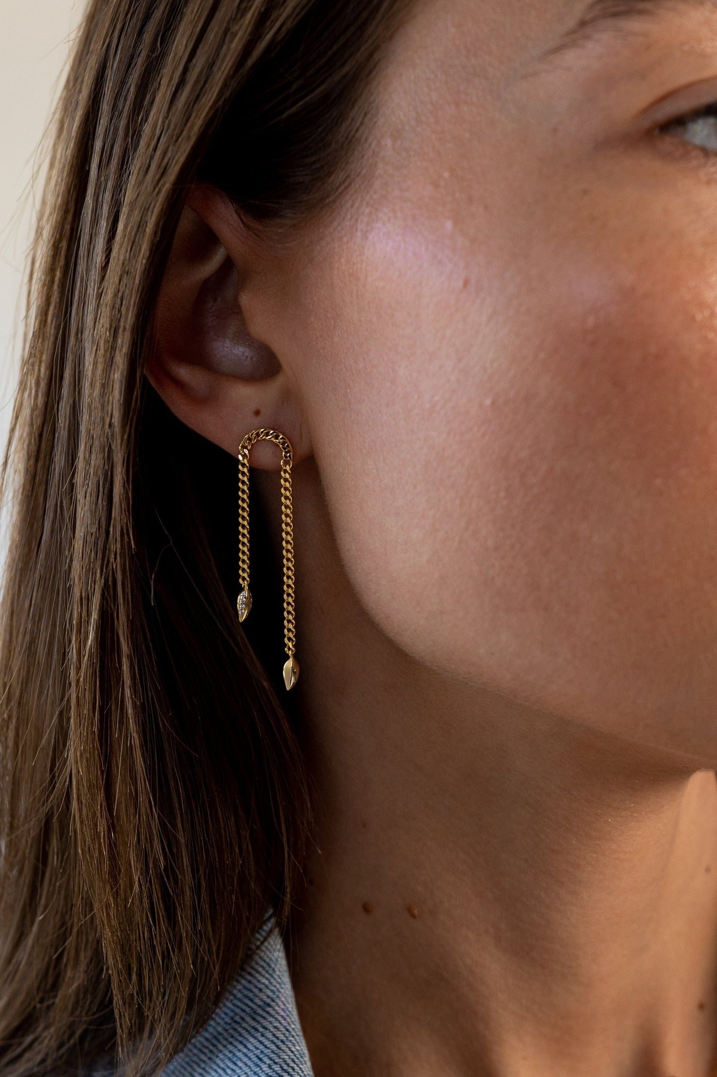 Boucle d'oreille pendante à chaîne Charlotte