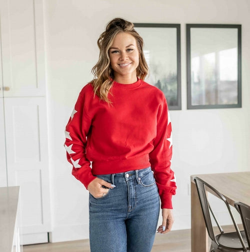 Sudadera básica de polar con estampado de estrellas