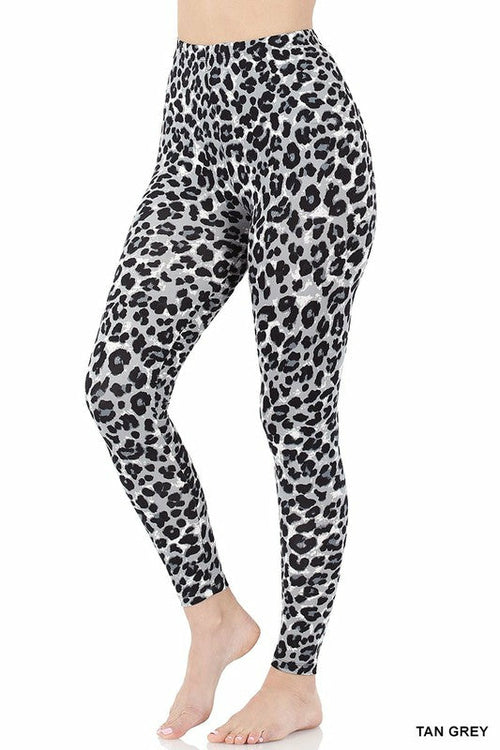 Leggings de microfibra cepillada con estampado de leopardo