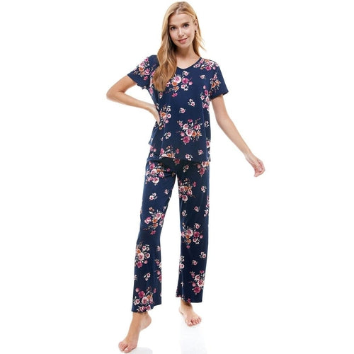 Ensemble de salon à imprimé floral bleu pour femme – Confortable et élégant