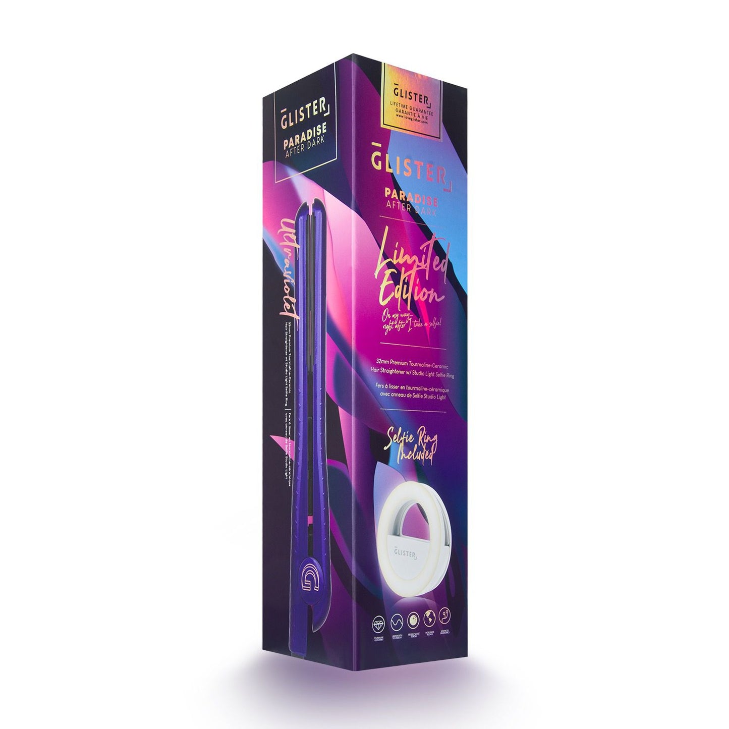 Plancha para el cabello Paradise After Dark (con anillo para selfies adicional) - Ultravioleta