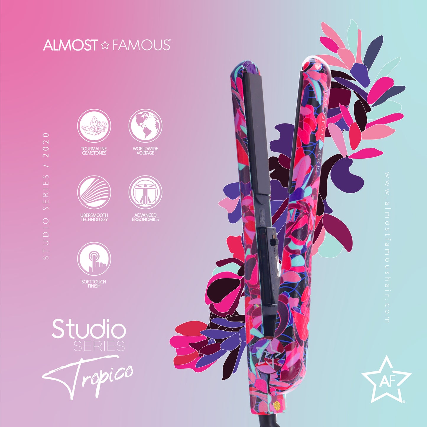 Fer plat Tropico Studio Almost Famous de 1,25" avec motif Waterprint
