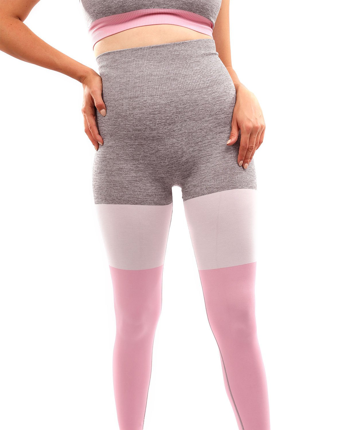 Leggings sans coutures Graca - Gris, rose et blanc