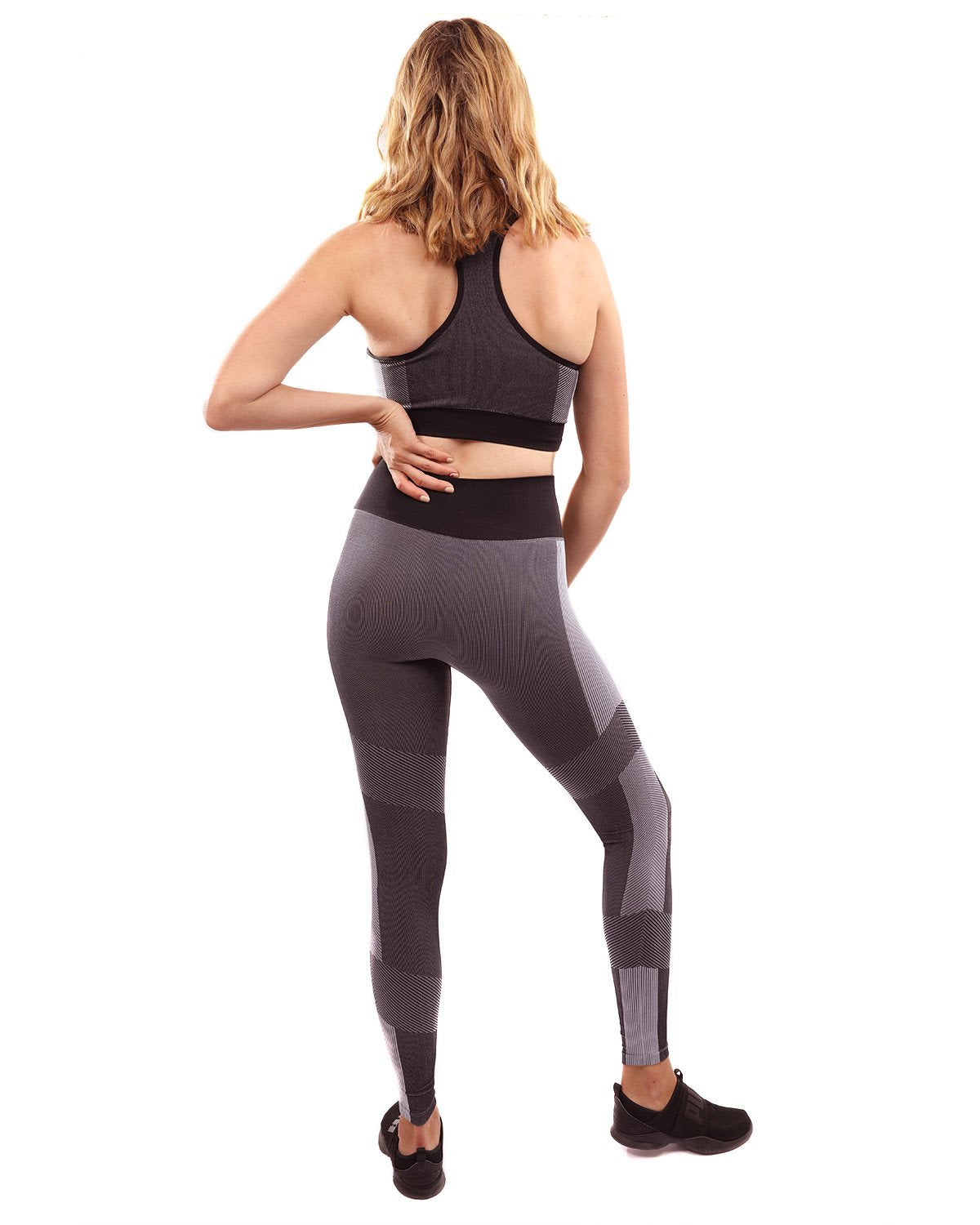 Ensemble leggings et soutien-gorge de sport sans coutures Arleta - Noir