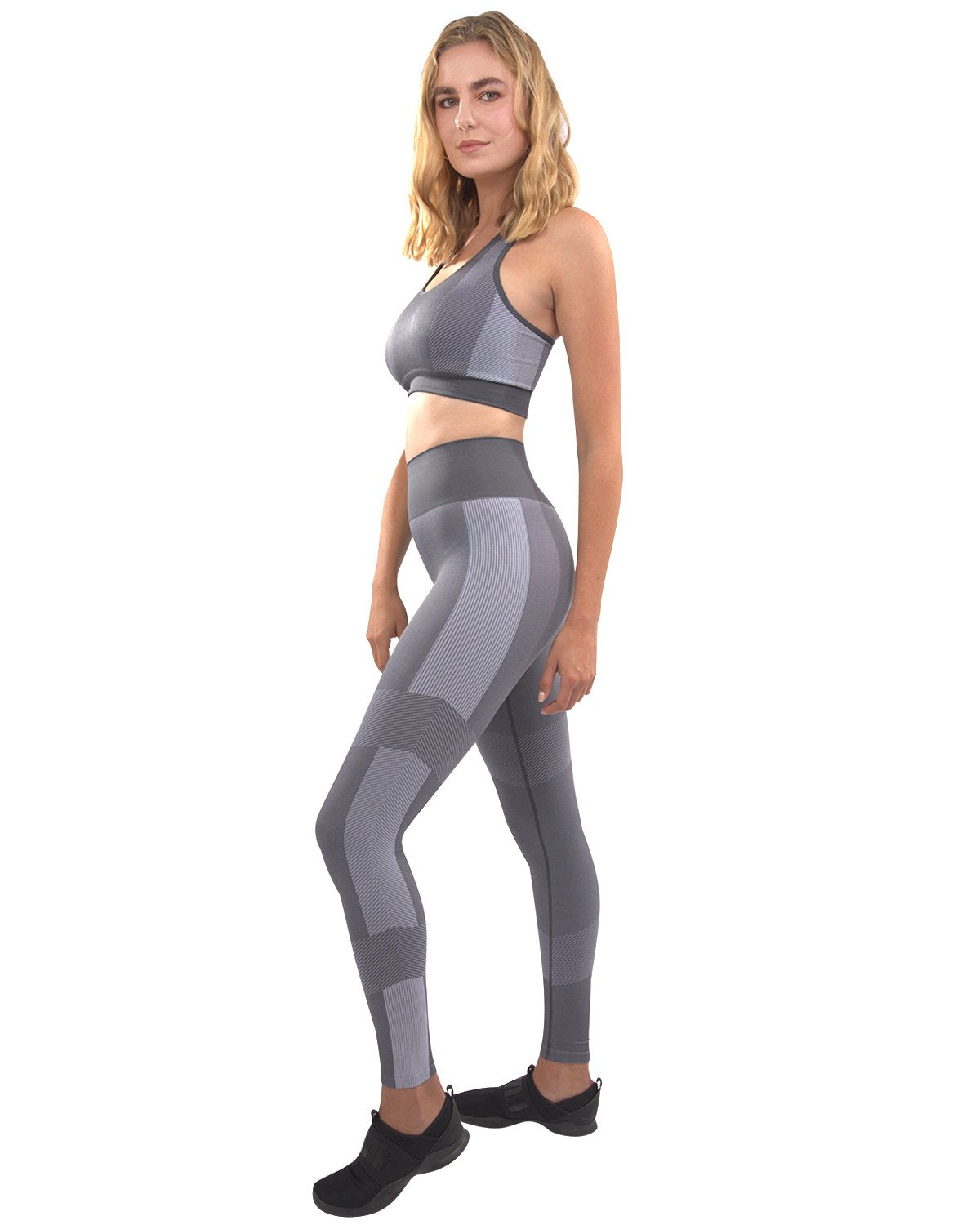 Ensemble leggings et soutien-gorge de sport sans coutures Arleta - Gris