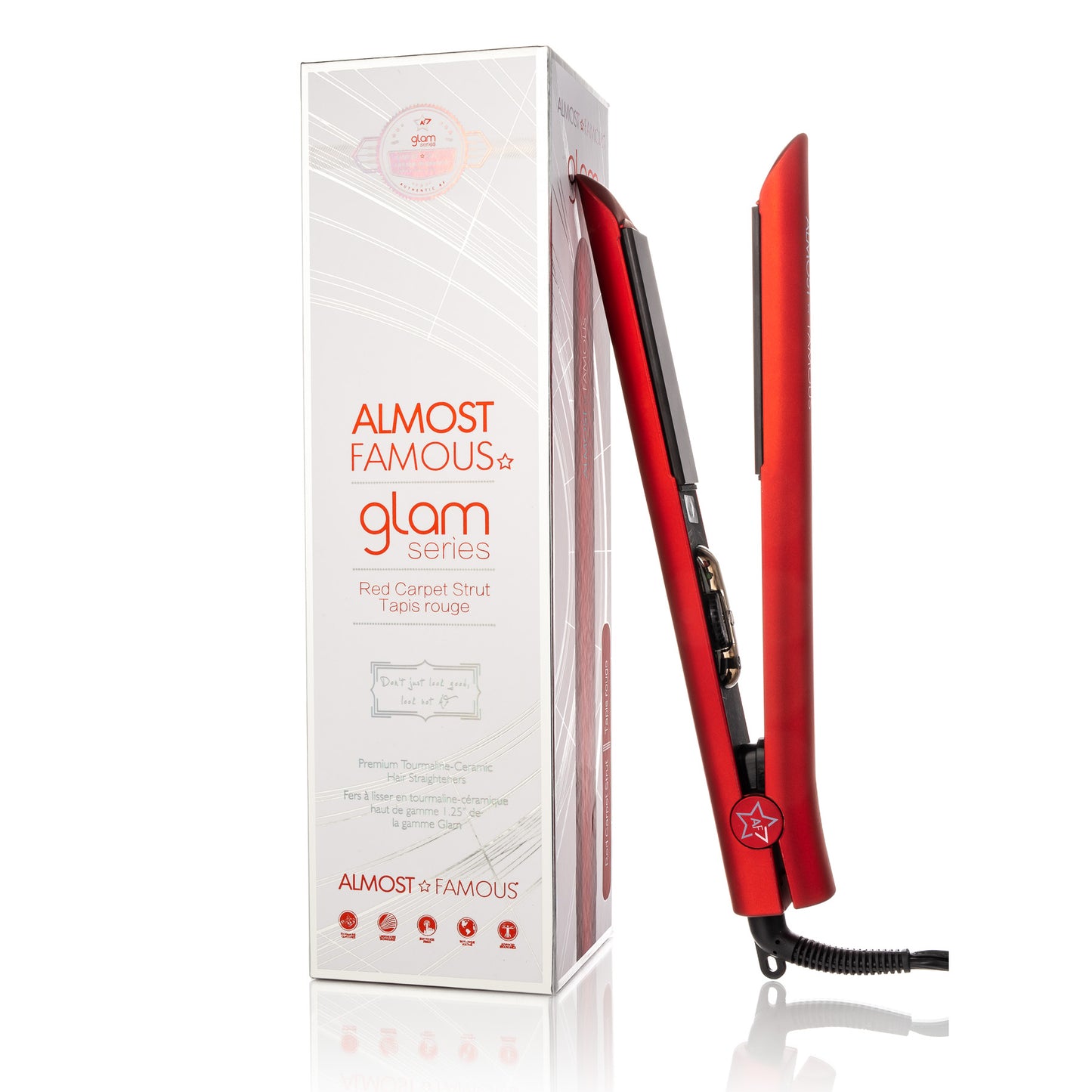 Fer plat Almost Famous de 1,25" de la série Glam avec plaques infusées de pierres précieuses de luxe