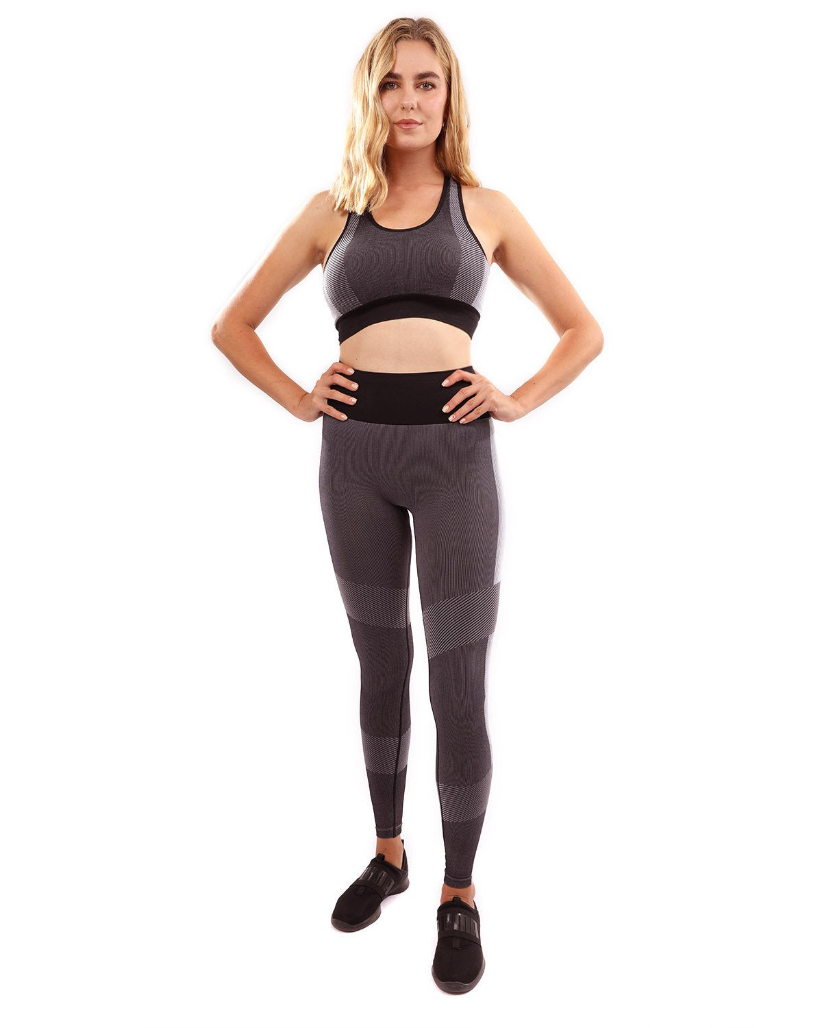 Ensemble leggings et soutien-gorge de sport sans coutures Arleta - Noir