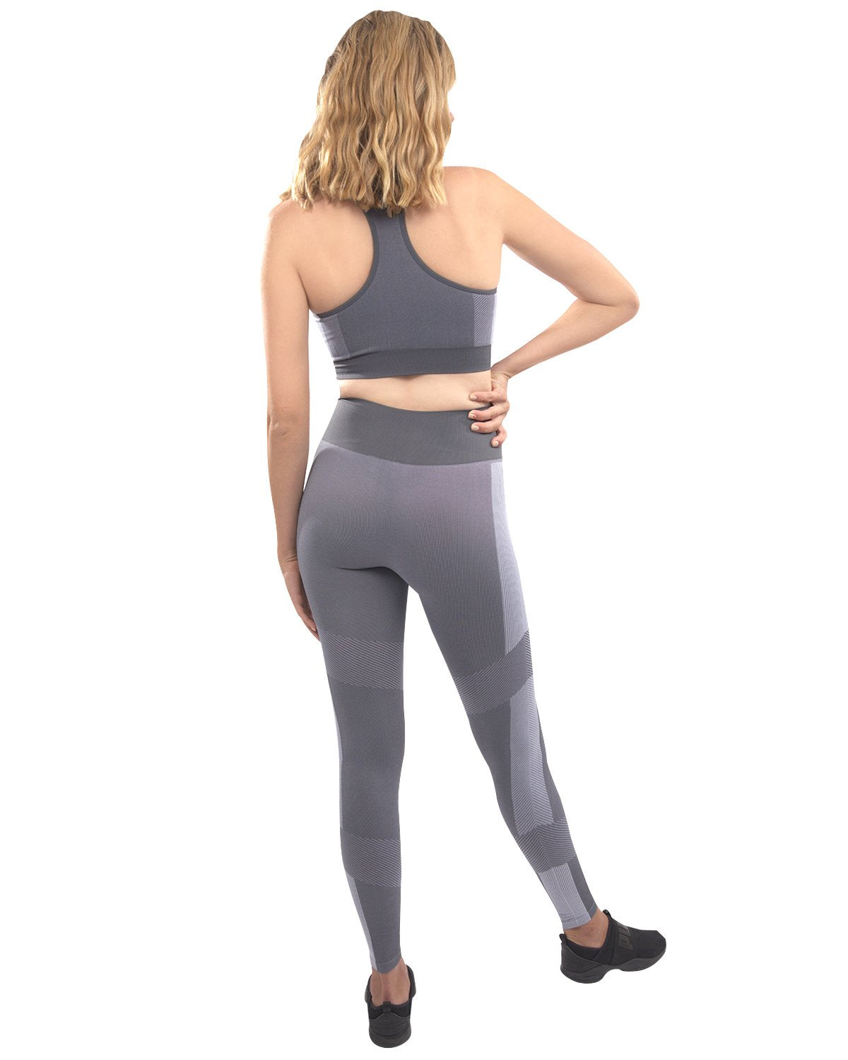 Ensemble leggings et soutien-gorge de sport sans coutures Arleta - Gris