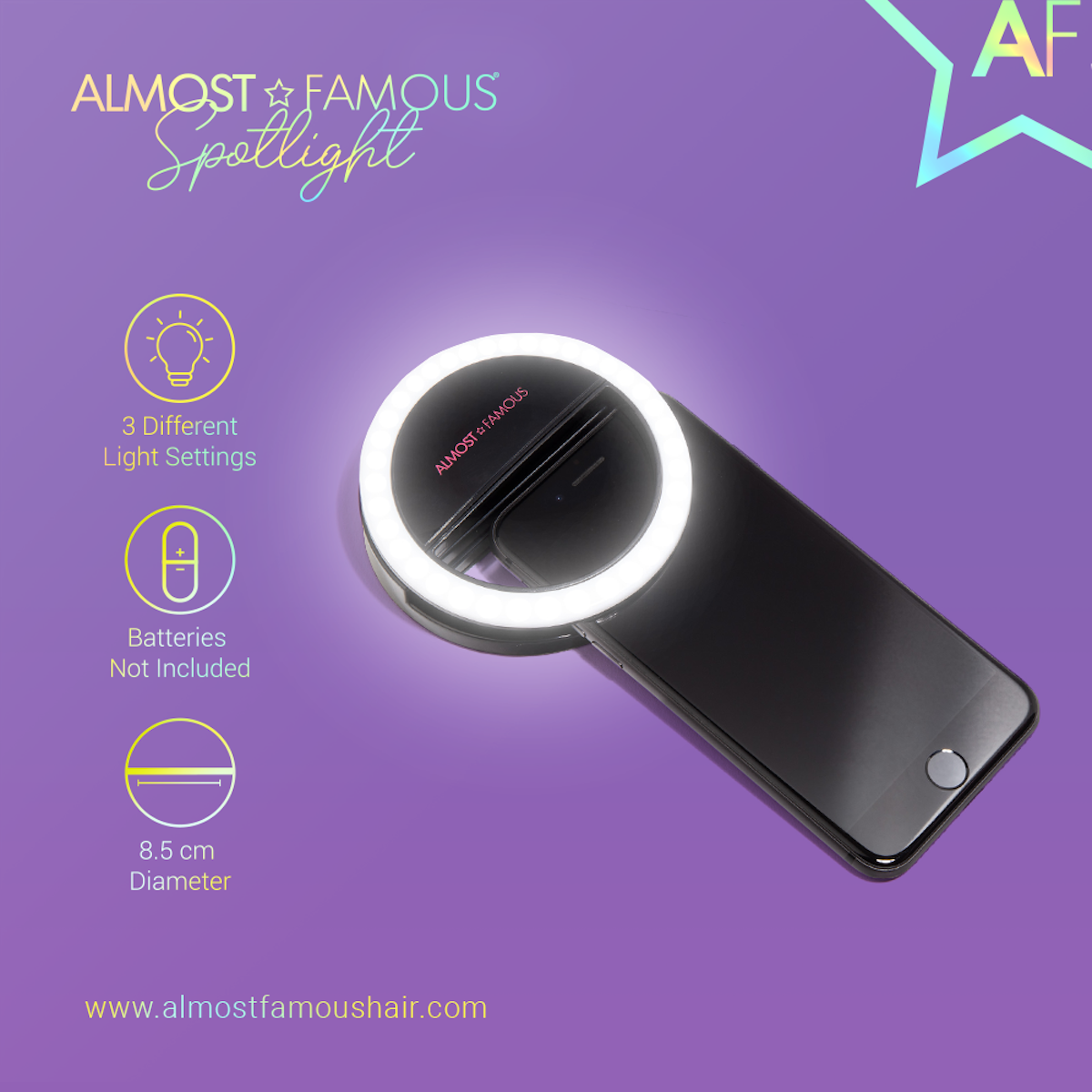 Lampe à selfie Almost Famous Spotlight – Noir