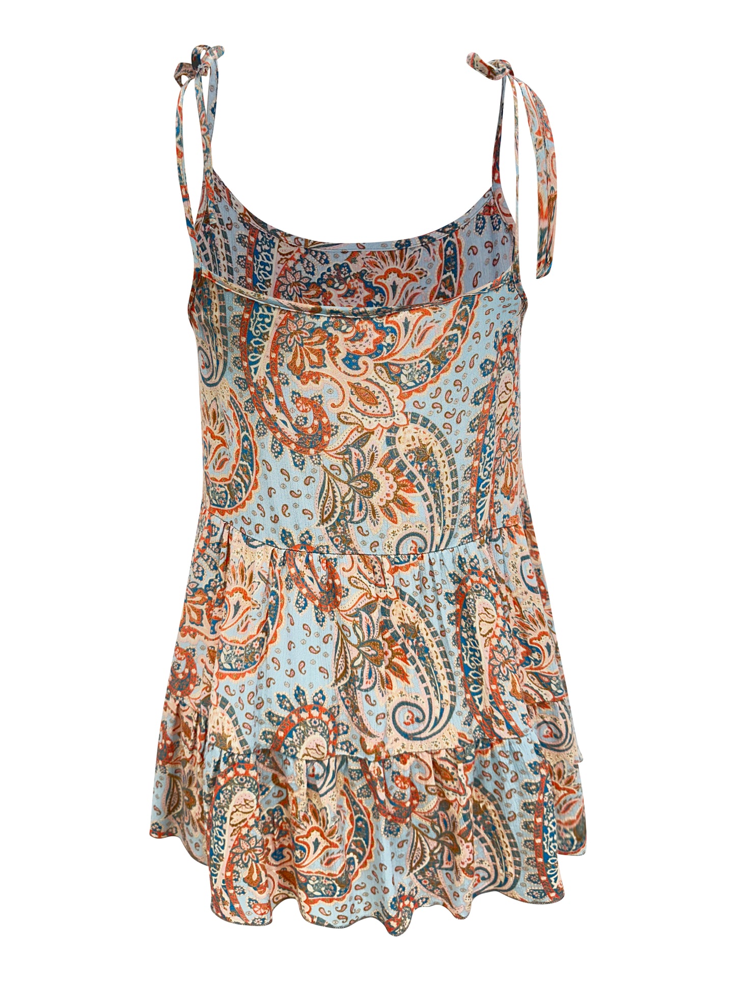 Vestido escalonado con estampado de cachemira: estilo bohemio veraniego
