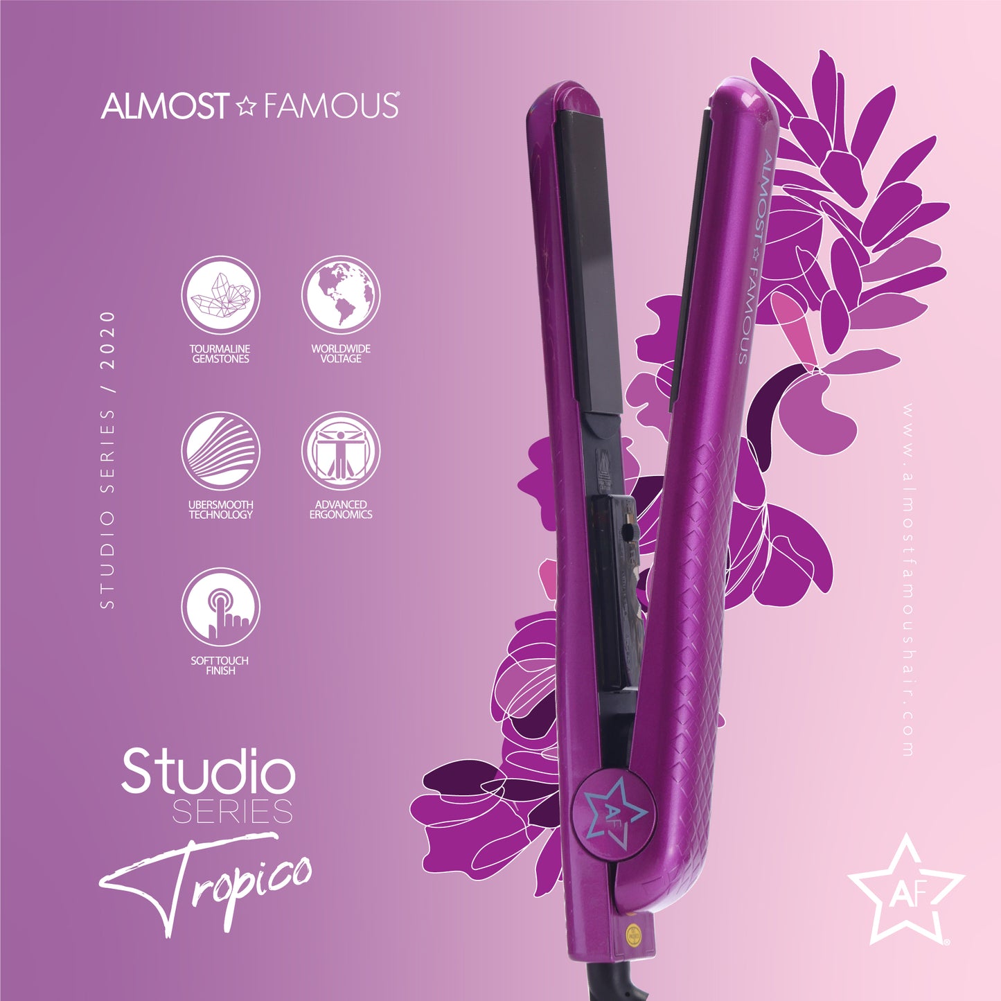 Fer plat Tropico Studio Almost Famous de 1,25" avec motif Waterprint