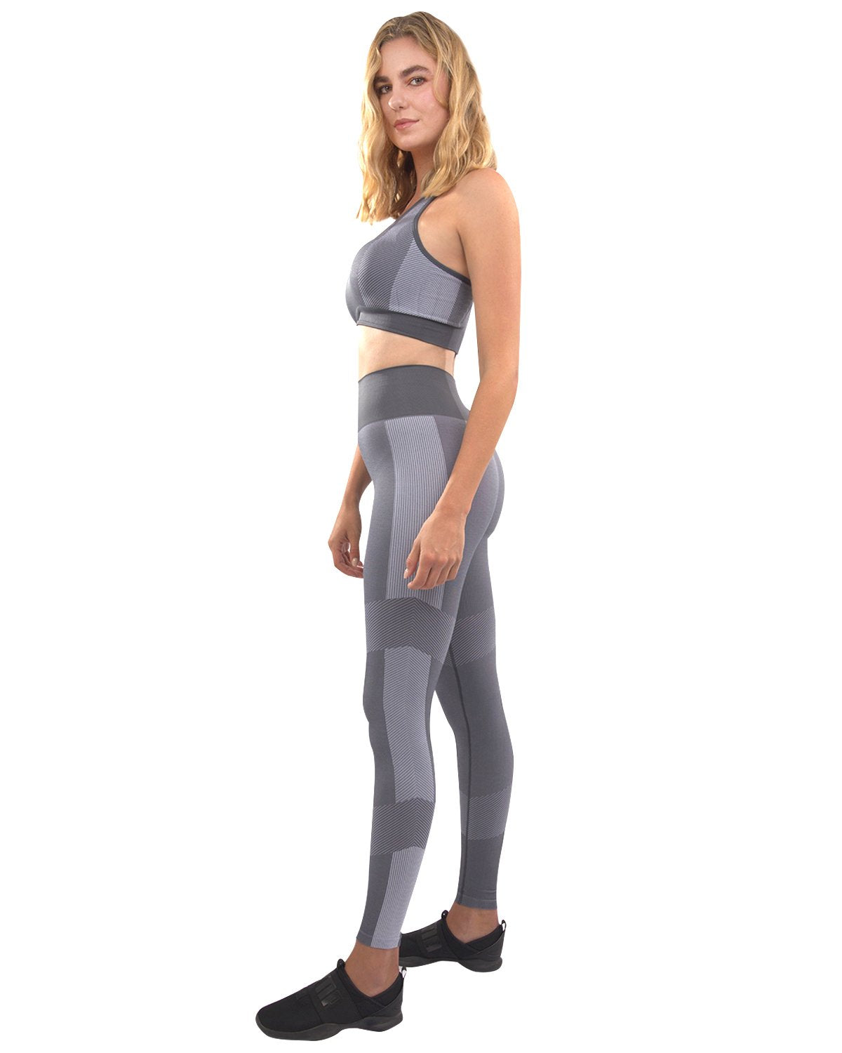 Ensemble leggings et soutien-gorge de sport sans coutures Arleta - Gris