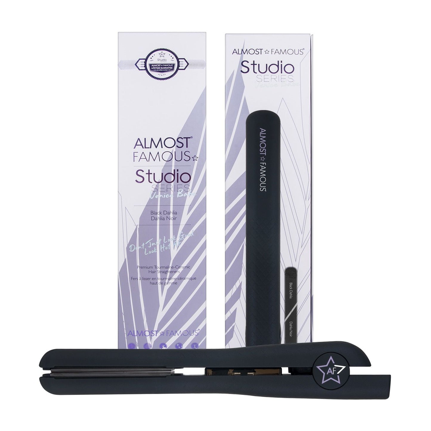 Fer plat Venice Babe Almost Famous de 1,25" avec plaques infusées de pierres précieuses de luxe