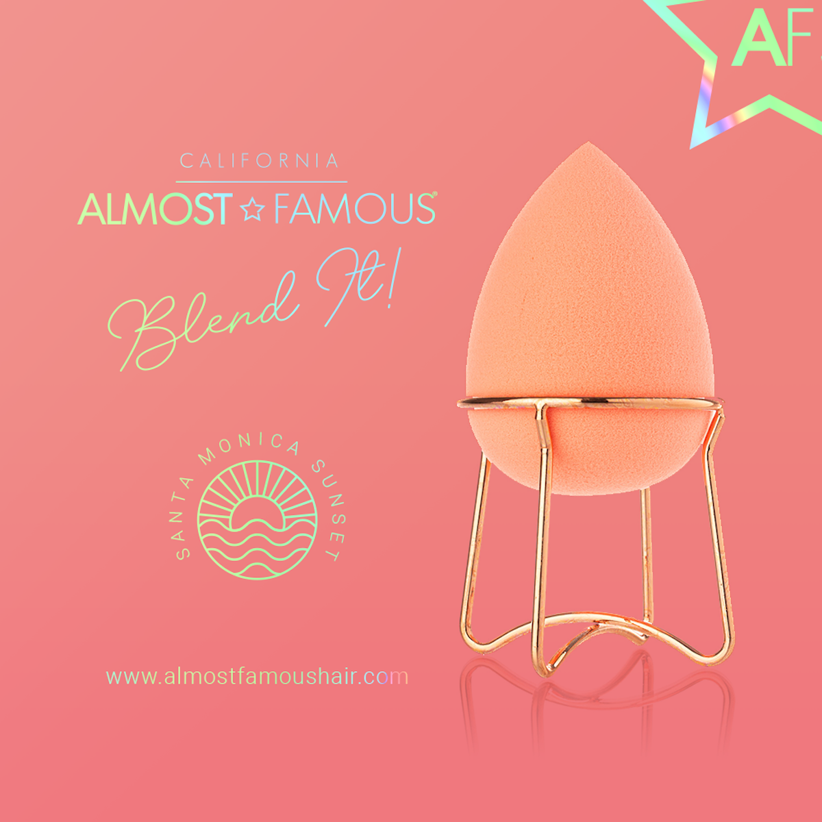 Blender de maquillage Almost Famous avec support en or rose