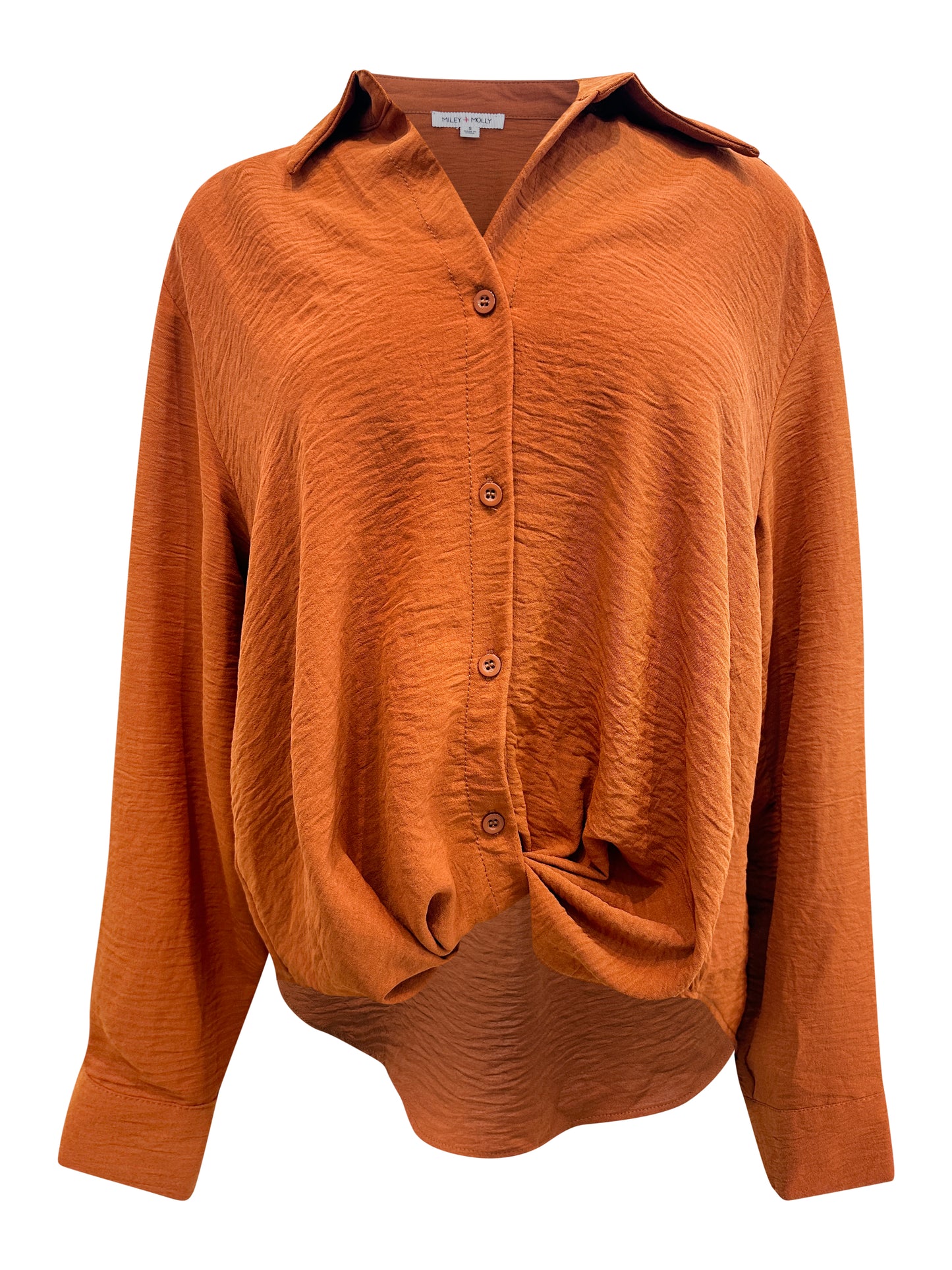 Blusa extragrande con cuello abotonado