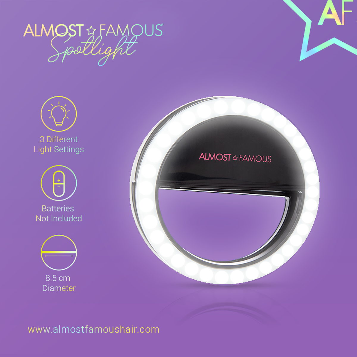 Lampe à selfie Almost Famous Spotlight – Noir