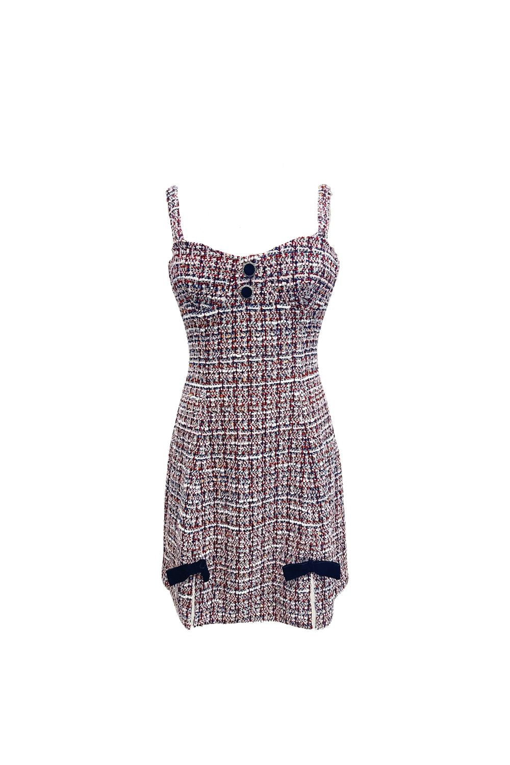 Mini-robe en tweed avec détails boutonnés – Classique et chic