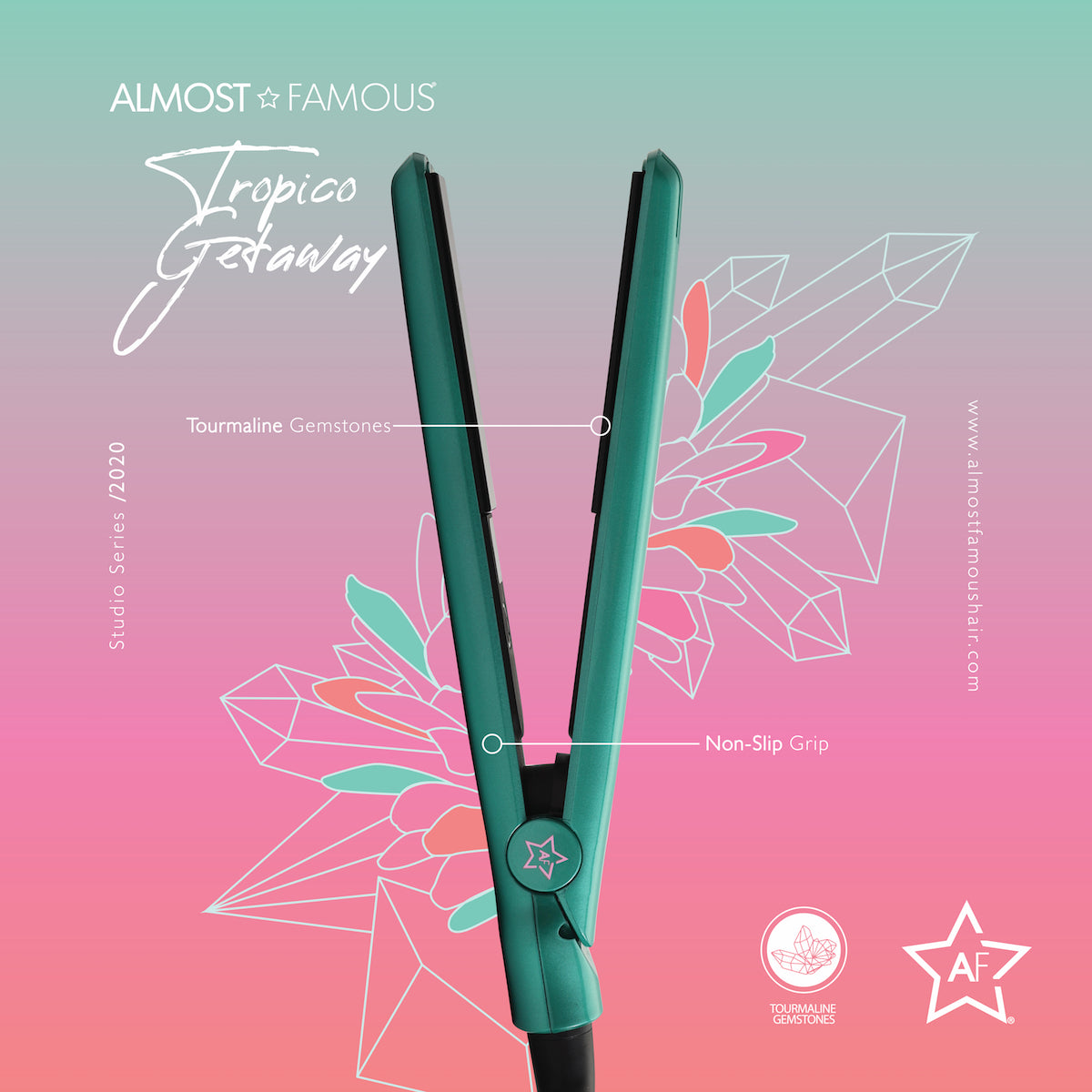 Fer à lisser de voyage miniature Tropico Getaway Almost Famous de 0,5" + sac de créateur