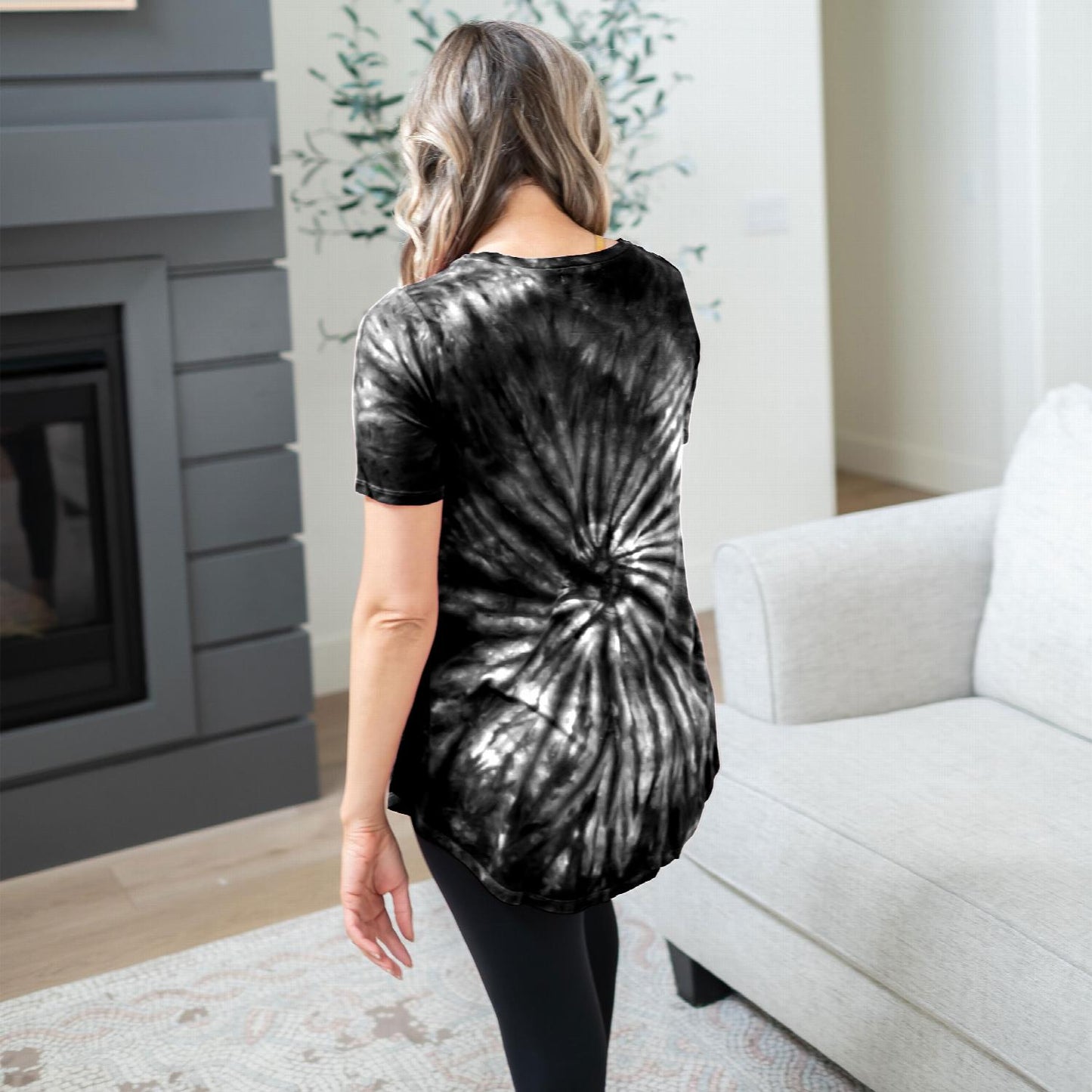 Tie Dye Round Neck Short Sleeve Top