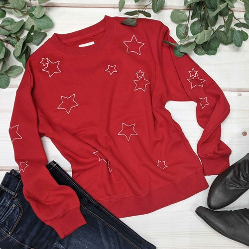 Fleece Basic Sweatshirt With Star Emb