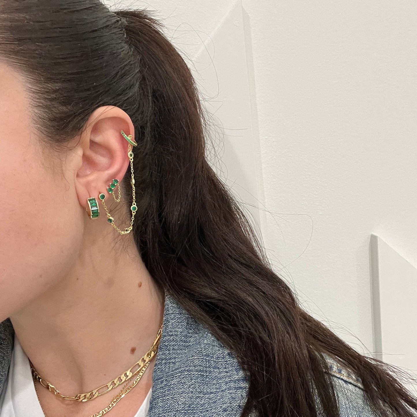 Boucle d'oreille Diana - Émeraude