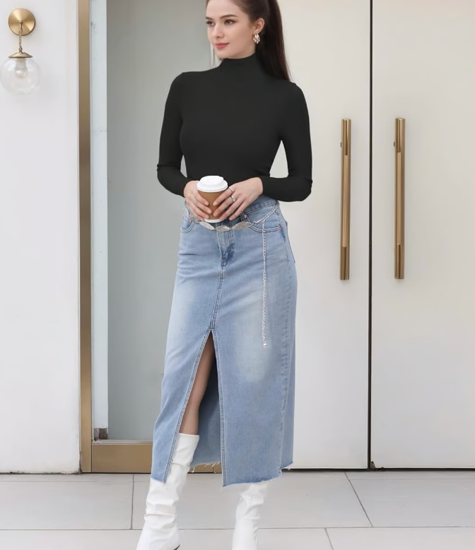 Camisas de manga larga para mujer, cuello alto, sexys, informales, ajustadas