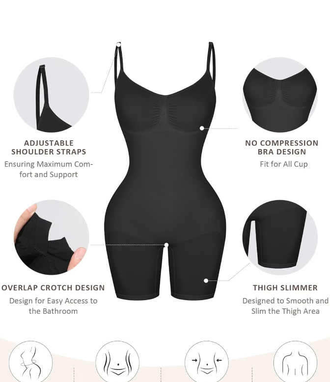 Seamless Tummy Control Shapewear Bodysuit – Sculpting Mesh Panel Body