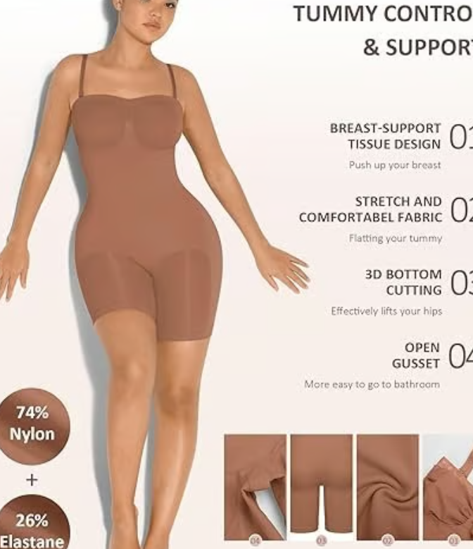Strapless Bodysuit for Women Tummy Control Shapewear Seamless Sculpt B
