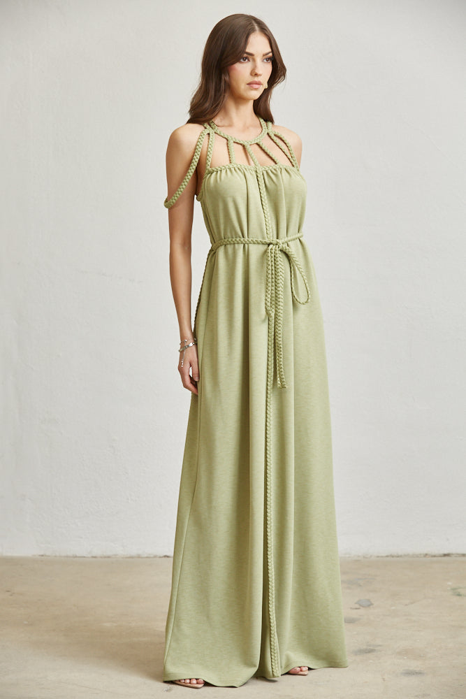 Vestido largo trenzado Biya