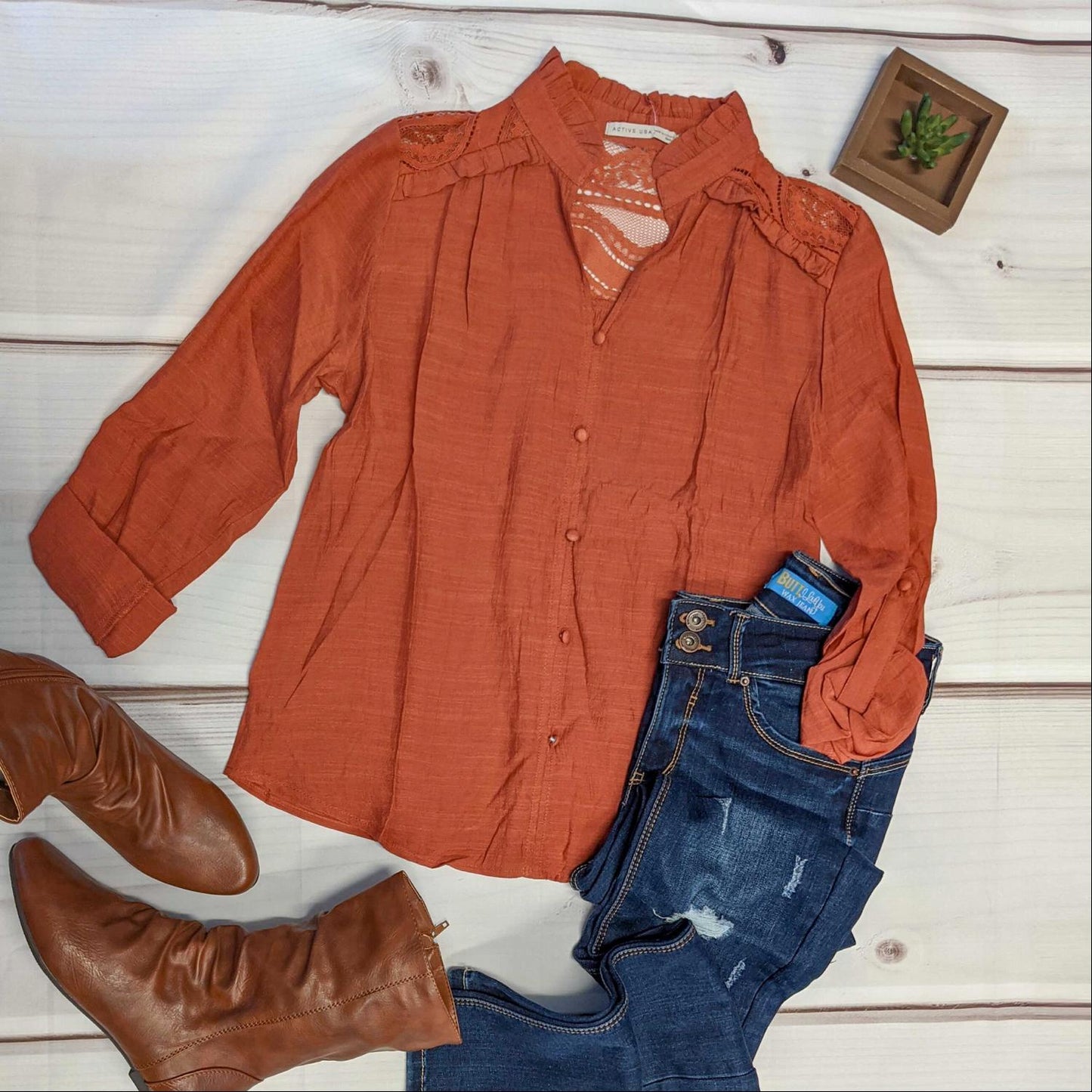 V-neck Button Down Woven Top